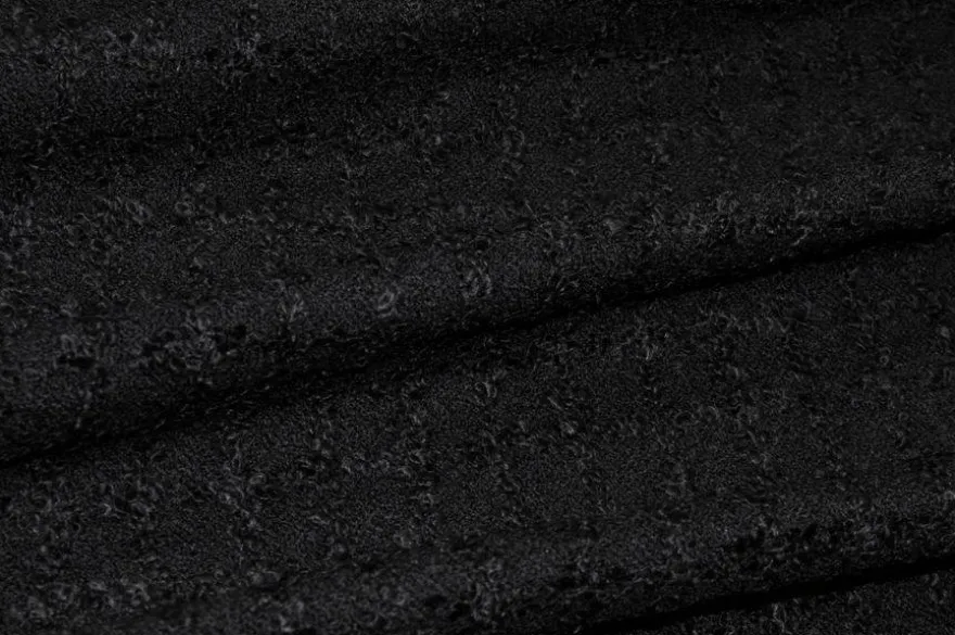 TESSUTO PURA LANA EFFETTO BOUCLE NERO