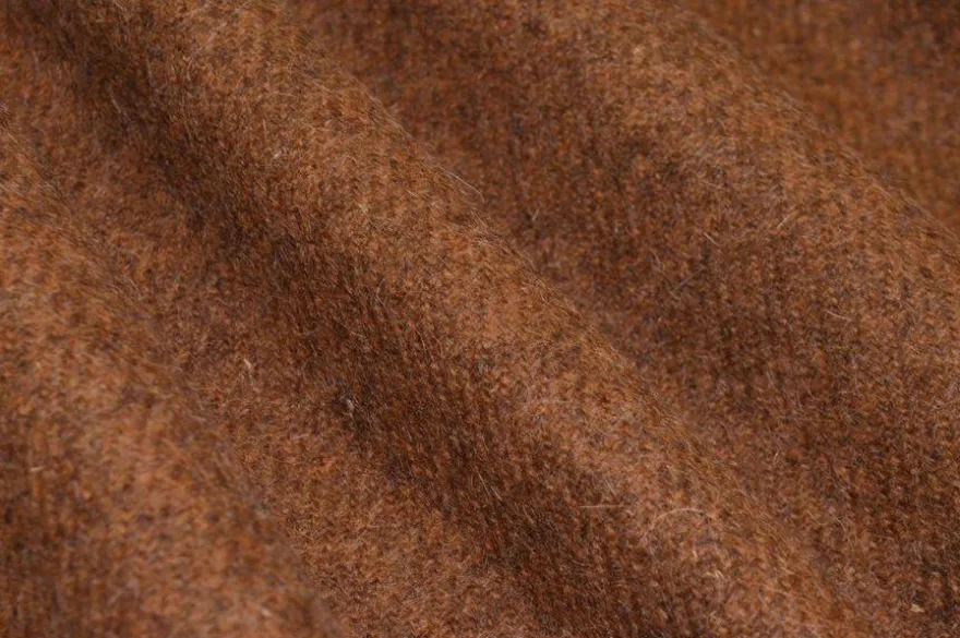 TESSUTO PURA LANA EFFETTO SHETLAND TABACCO MELANGE