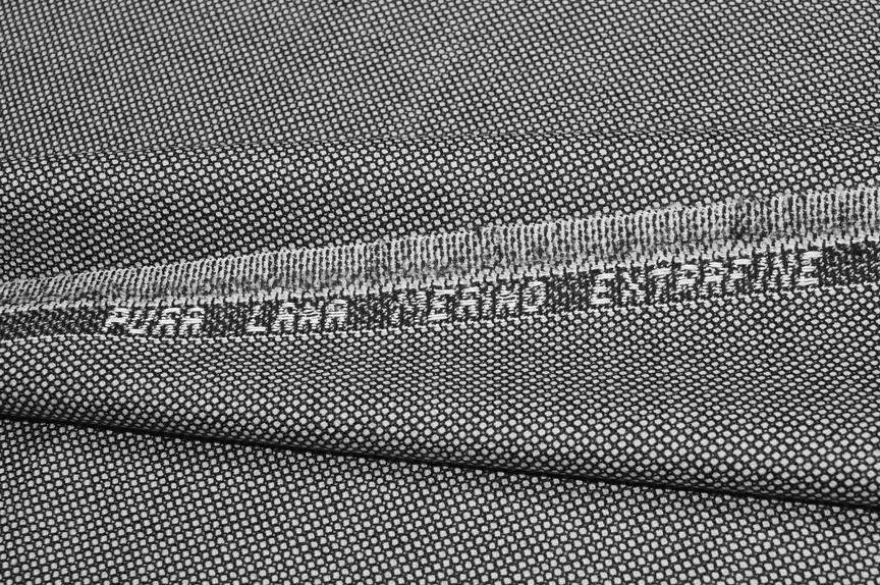 TESSUTO PURA LANA MERINO OCCHIO DI PERNICE BIANCO NERO