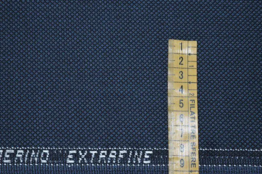 TESSUTO PURA LANA MERINO OCCHIO DI PERNICE BLU NERO
