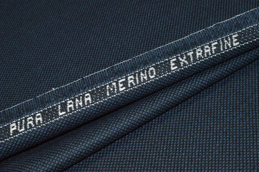 TESSUTO PURA LANA MERINO OCCHIO DI PERNICE BLU NERO