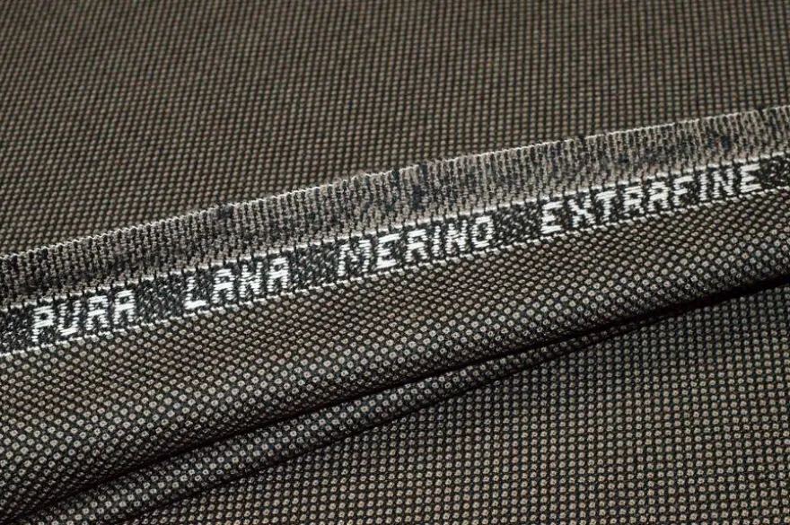 TESSUTO PURA LANA MERINO OCCHIO DI PERNICE MASTICE NERO