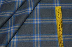 TESSUTO PURA LANA SCACCO AZZURRO