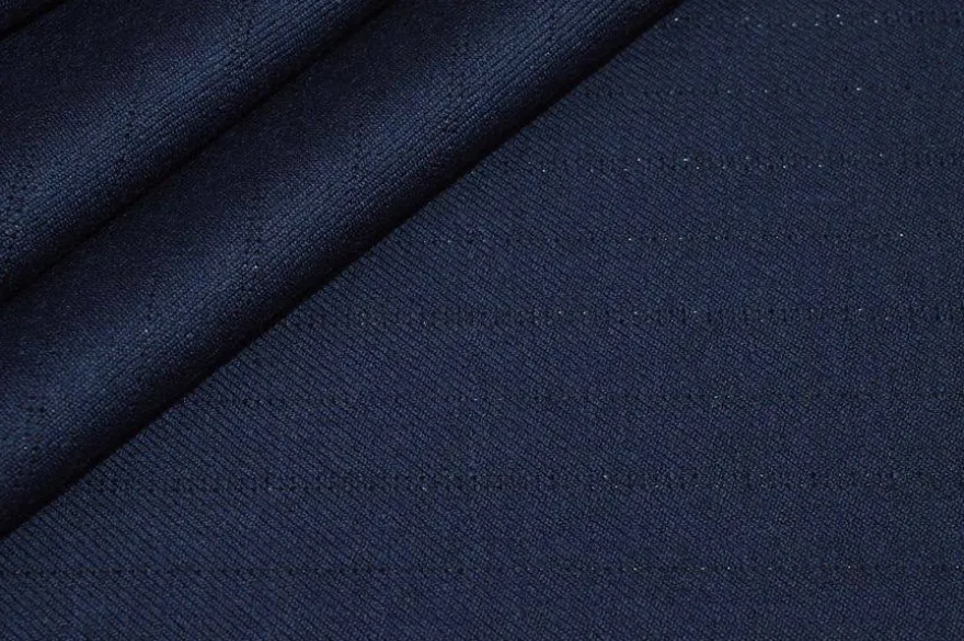 TESSUTO PURA LANA STRETCH GESSATO LUREX BLU