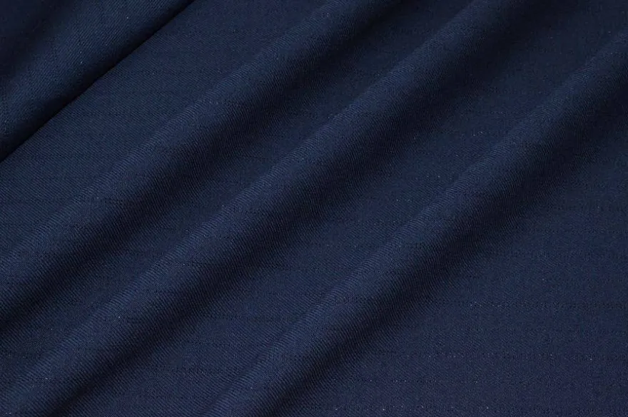 TESSUTO PURA LANA STRETCH GESSATO LUREX BLU