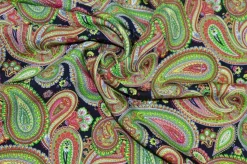 TESSUTO PURA VISCOSA DISEGNO CASHMERE VERDE ROSA