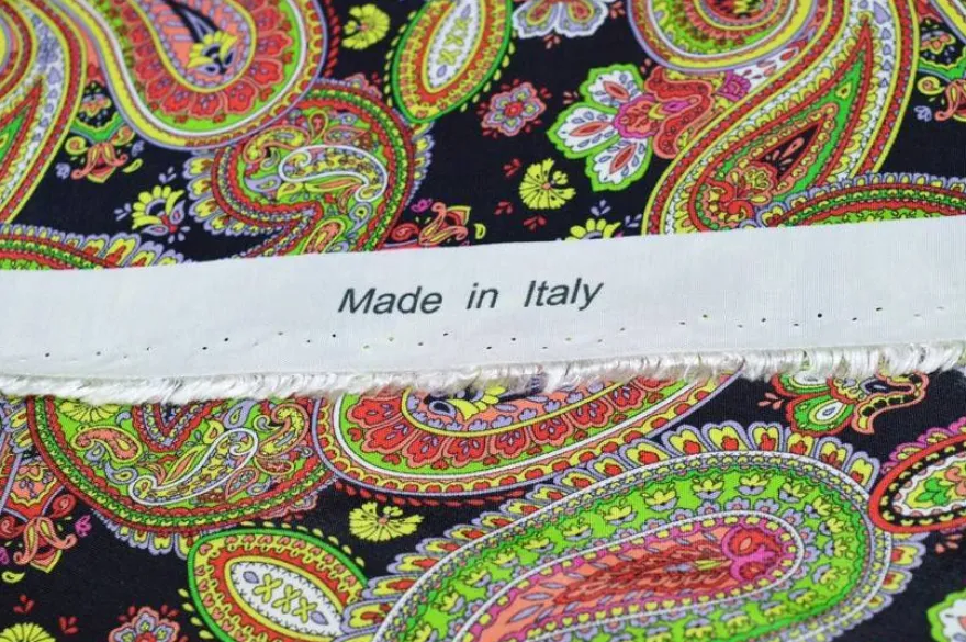 TESSUTO PURA VISCOSA DISEGNO CASHMERE VERDE ROSA