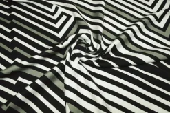 TESSUTO PURA VISCOSA FANTASIA GEOMETRICA BIANCO NERO