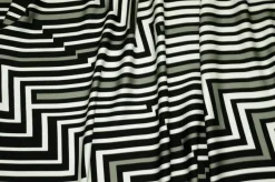 TESSUTO PURA VISCOSA FANTASIA GEOMETRICA BIANCO NERO