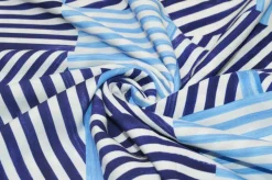 TESSUTO PURA VISCOSA FANTASIA GEOMETRICA BLU AZZURRA