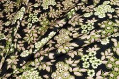 TESSUTO PURA VISCOSA FIORE VERDE FONDO NERO