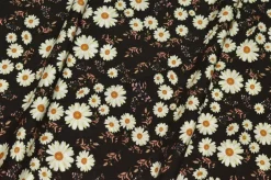 TESSUTO PURA VISCOSA FONDO NERO FANTASIA MARGHERITE