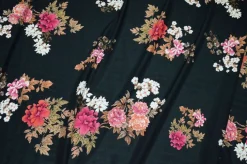 TESSUTO PURA VISCOSA GIAVANESE FANTASIA FLOREALE FONDO NERO