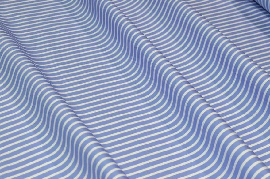 TESSUTO PURO COTONE CAMICERIA RIGA AZZURRA