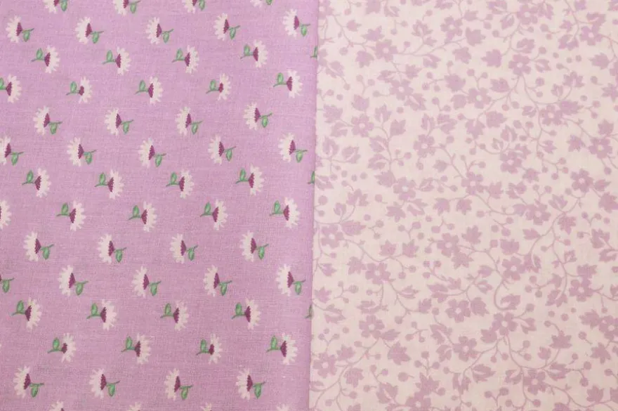 TESSUTO PURO COTONE FANTASIE PATCHWORK ABBINATE LILLA