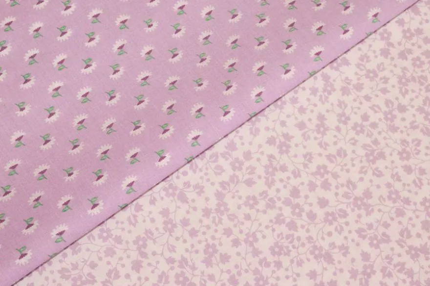TESSUTO PURO COTONE FANTASIE PATCHWORK ABBINATE LILLA