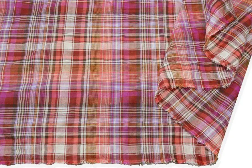 TESSUTO PURO COTONE MADRAS A QUADRI