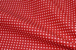 TESSUTO PURO COTONE POIS ROSSO