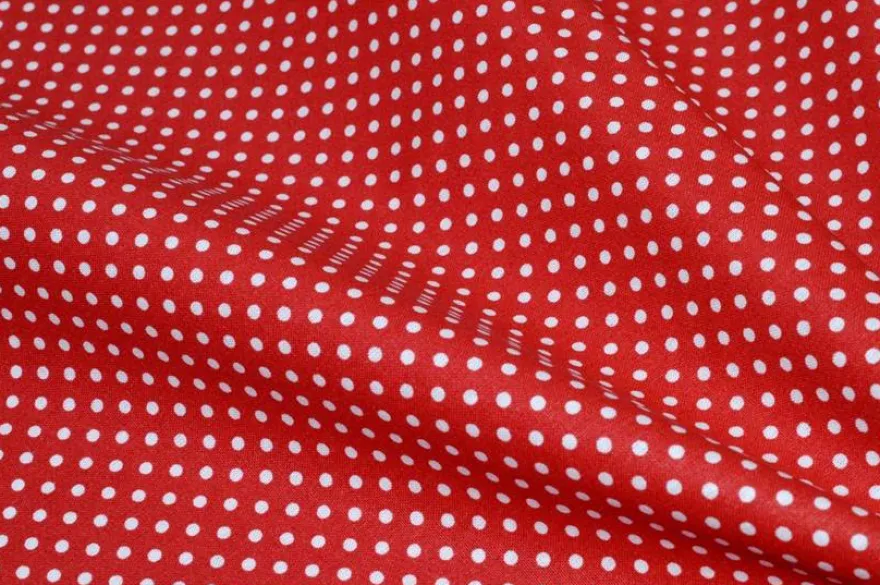 TESSUTO PURO COTONE POIS ROSSO