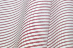 TESSUTO PURO COTONE RIGATINO GOFFRATO ROSSO