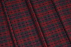 TESSUTO PURO COTONE TARTAN ROSSO GRIGIO