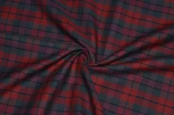 TESSUTO PURO COTONE TARTAN ROSSO GRIGIO