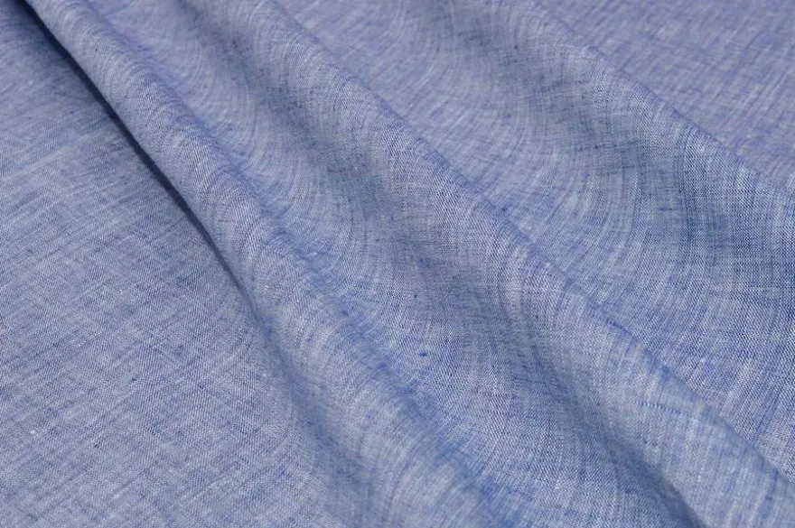 TESSUTO PURO LINO AZZURRO MELANGE