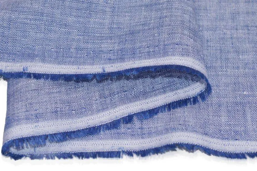 TESSUTO PURO LINO AZZURRO MELANGE