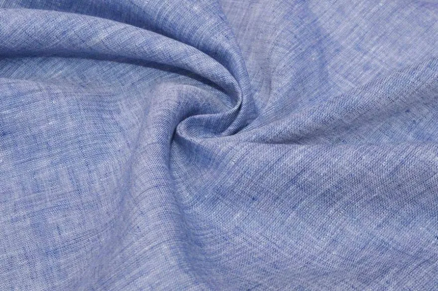 TESSUTO PURO LINO AZZURRO MELANGE