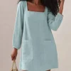 TESSUTO PURO LINO CELESTE