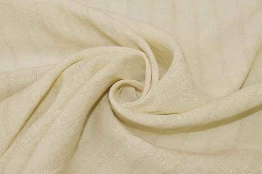 TESSUTO PURO LINO CREMA CON RIGHINO LUREX