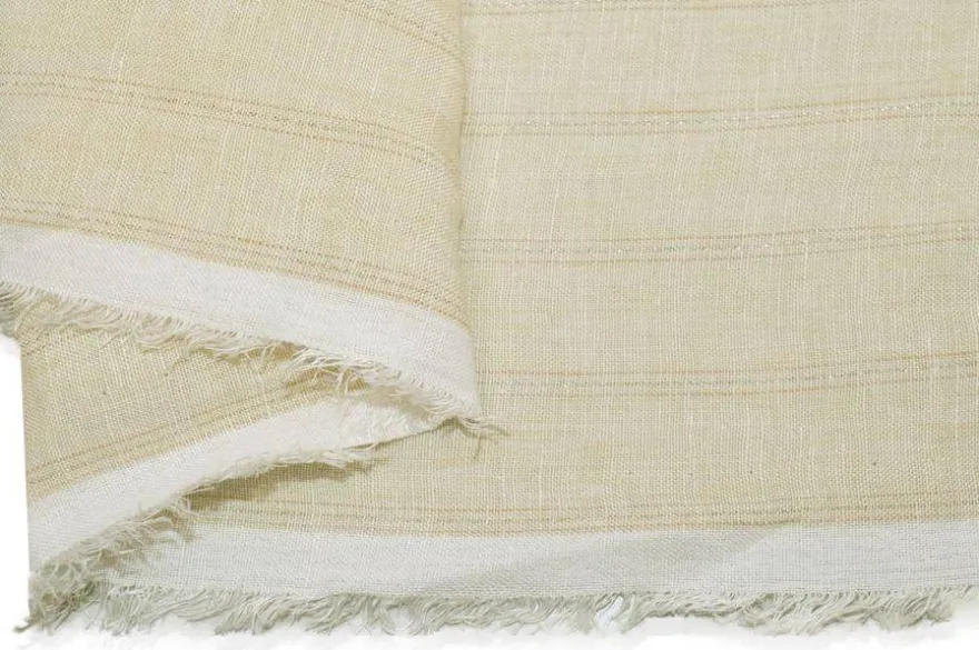 TESSUTO PURO LINO CREMA CON RIGHINO LUREX