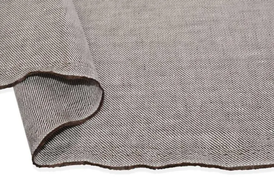 TESSUTO PURO LINO DIAGONALE MARRONE