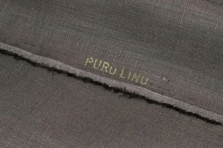 TESSUTO PURO LINO GRIGIO/FANGO