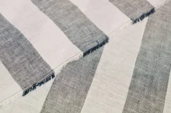 TESSUTO PURO LINO RIGONE BIANCO BLU