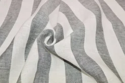 TESSUTO PURO LINO RIGONE BIANCO BLU