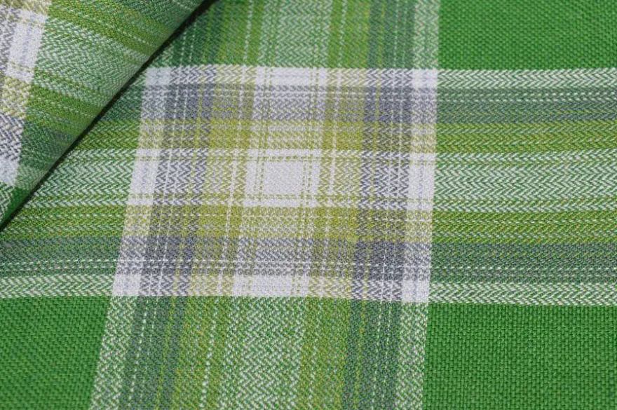 TESSUTO PURO LINO SCACCO VERDE