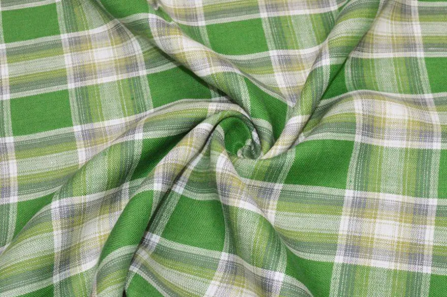 TESSUTO PURO LINO SCACCO VERDE