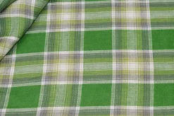 TESSUTO PURO LINO SCACCO VERDE