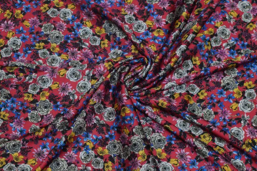 TESSUTO RASATELLO ELASTICIZZATO FANTASIA FLOREALE