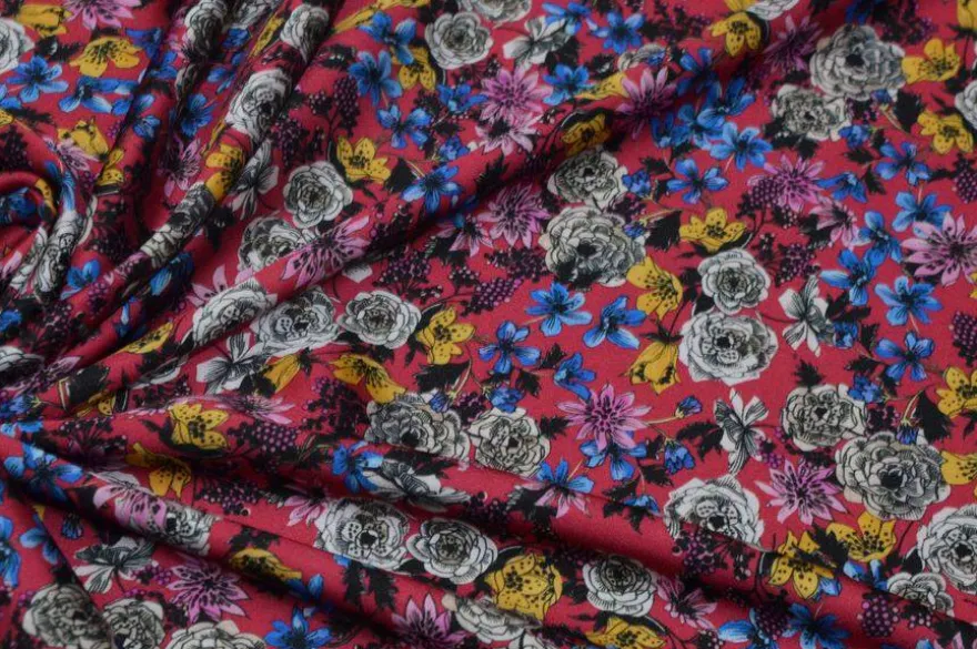 TESSUTO RASATELLO ELASTICIZZATO FANTASIA FLOREALE