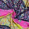 TESSUTO RASATELLO ELASTICIZZATO FANTASIA CASHMERE GIALLO FUCSIA