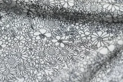 TESSUTO RASATELLO FIORE BIANCO E NERO