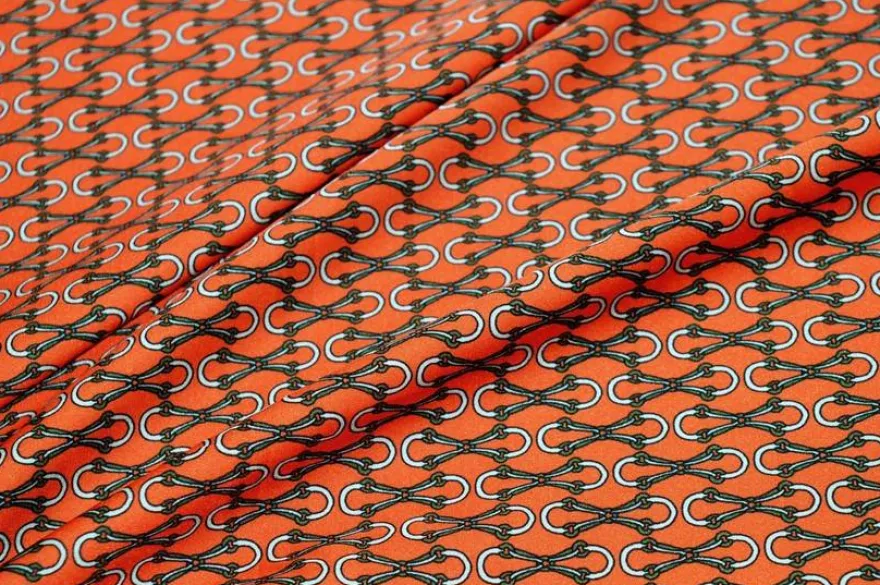 TESSUTO RASATELLO STREATCH FANTASIA ALTA MODA ARANCIO