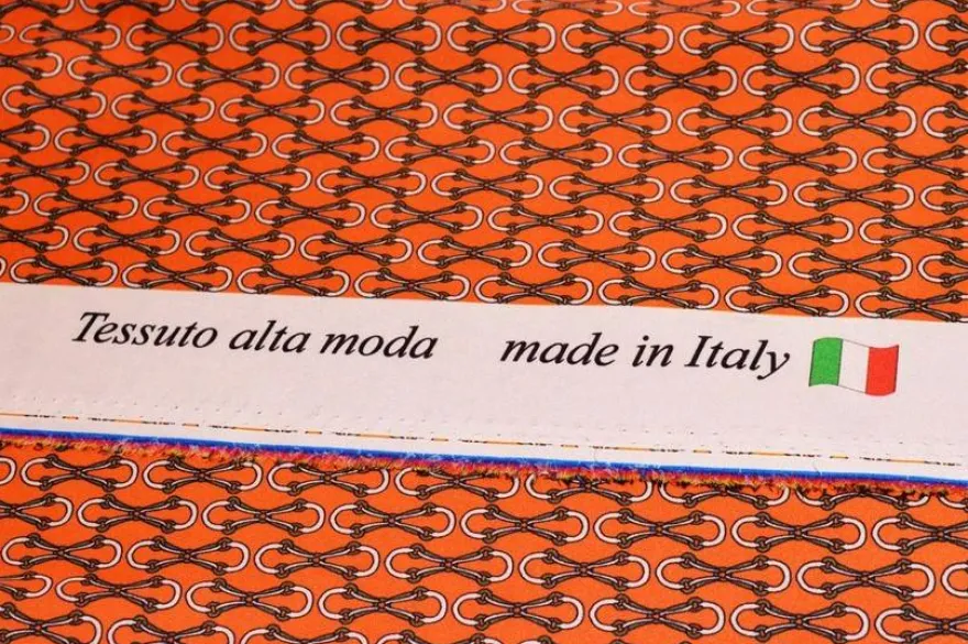 TESSUTO RASATELLO STREATCH FANTASIA ALTA MODA ARANCIO