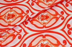TESSUTO RASATELLO STREATCH MEDAGLIONE ARANCIO