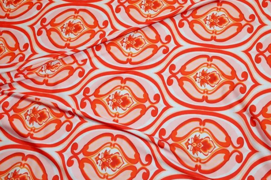 TESSUTO RASATELLO STREATCH MEDAGLIONE ARANCIO