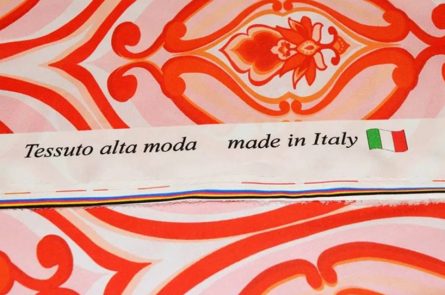 TESSUTO RASATELLO STREATCH MEDAGLIONE ARANCIO