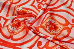 TESSUTO RASATELLO STREATCH MEDAGLIONE ARANCIO