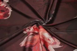 TESSUTO RASATELLO STRETCH FLOREALE BORDEAUX